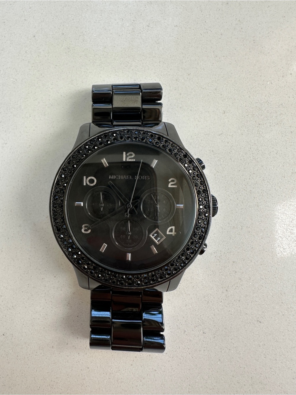 Michael Kors MK5360 Black Ceramic Crystal Chronograph Watch w/Extra Links